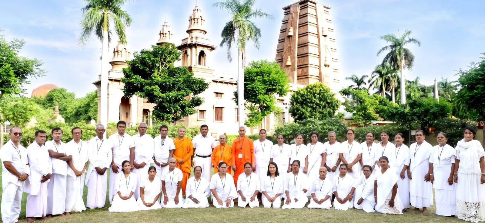 A Lakdiva Travels pilgrim group with the Sangha at the Mulagandhakuti Vihara, Sarnath