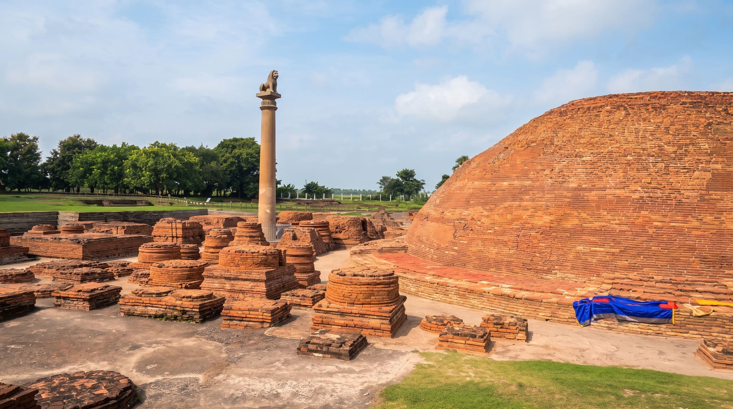 The Ashoka pillar and stupa ruins at Vaishali